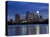 Buildings at the Waterfront Lit Up at Dusk, Town Lake, Austin, Texas, USA-null-Stretched Canvas