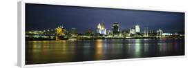 Buildings at the Waterfront Lit Up at Night, Ohio River, Cincinnati, Ohio, USA-null-Framed Photographic Print