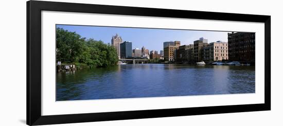 Buildings at the Waterfront, Milwaukee River, Milwaukee, Wisconsin, USA-null-Framed Photographic Print