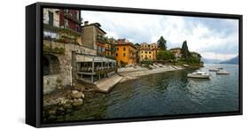 Buildings at the Waterfront, Varenna, Lake Como, Lombardy, Italy-null-Framed Stretched Canvas