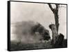 Buildings Burning in Spain during Civil War-null-Framed Stretched Canvas