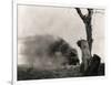 Buildings Burning in Spain during Civil War-null-Framed Photographic Print