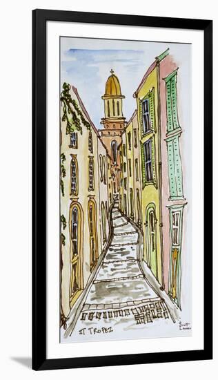 Buildings crowd the narrow streets, Saint-Tropez, French Riviera, France-Richard Lawrence-Framed Photographic Print