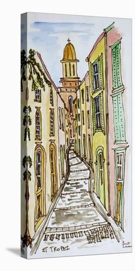 Buildings crowd the narrow streets, Saint-Tropez, French Riviera, France-Richard Lawrence-Stretched Canvas