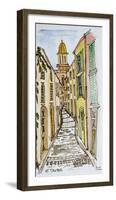 Buildings crowd the narrow streets, Saint-Tropez, French Riviera, France-Richard Lawrence-Framed Photographic Print