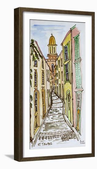 Buildings crowd the narrow streets, Saint-Tropez, French Riviera, France-Richard Lawrence-Framed Photographic Print