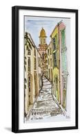 Buildings crowd the narrow streets, Saint-Tropez, French Riviera, France-Richard Lawrence-Framed Photographic Print