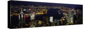 Buildings Illuminated at Night, Hong Kong-null-Stretched Canvas