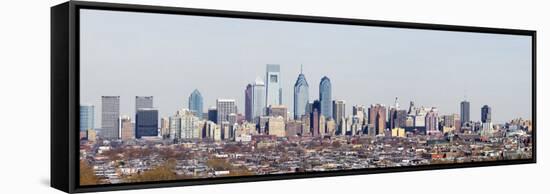 Buildings in a City, Comcast Center, City Hall, William Penn Statue, Philadelphia-null-Framed Stretched Canvas