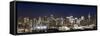 Buildings in a City Lit Up at Dusk, Hudson River, Midtown Manhattan, Manhattan, New York City, New -null-Framed Stretched Canvas