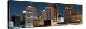 Buildings in a City Lit Up at Night, Detroit River, Detroit, Michigan, USA-null-Stretched Canvas