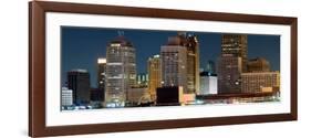 Buildings in a City Lit Up at Night, Detroit River, Detroit, Michigan, USA-null-Framed Photographic Print