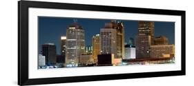 Buildings in a City Lit Up at Night, Detroit River, Detroit, Michigan, USA-null-Framed Photographic Print