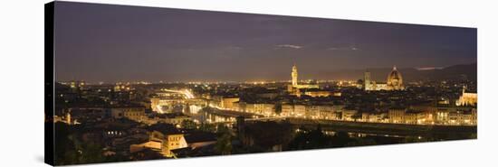 Buildings in a City, Ponte Vecchio, Arno River, Duomo Santa Maria Del Fiore, Florence, Tuscany, ...-null-Stretched Canvas