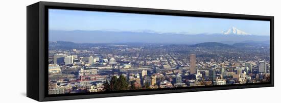 Buildings in a City Viewed from Pittock Mansion, Portland, Multnomah County, Oregon, USA 2010-null-Framed Stretched Canvas