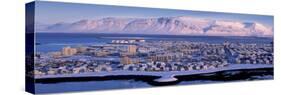 Buildings in a City with a Mountain in the Background, Mt Esja, Reykjavik, Iceland-null-Stretched Canvas