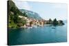 Buildings in a Town at the Waterfront, Varenna, Lake Como, Lombardy, Italy-null-Stretched Canvas