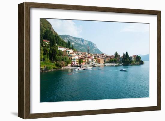 Buildings in a Town at the Waterfront, Varenna, Lake Como, Lombardy, Italy-null-Framed Photographic Print