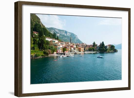 Buildings in a Town at the Waterfront, Varenna, Lake Como, Lombardy, Italy-null-Framed Photographic Print