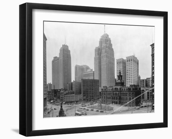 Buildings in Downtown Detroit-null-Framed Premium Photographic Print