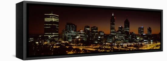 Buildings Lit Up at Dawn, Perth, Western Australia, Australia-null-Framed Stretched Canvas