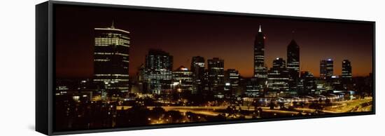 Buildings Lit Up at Dawn, Perth, Western Australia, Australia-null-Framed Stretched Canvas