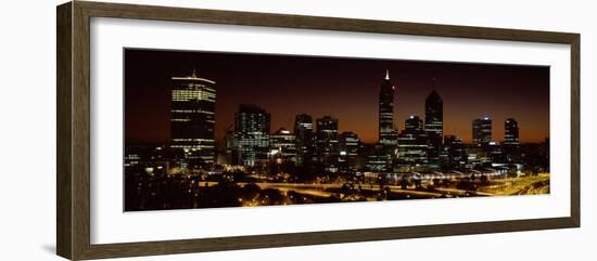 Buildings Lit Up at Dawn, Perth, Western Australia, Australia-null-Framed Photographic Print