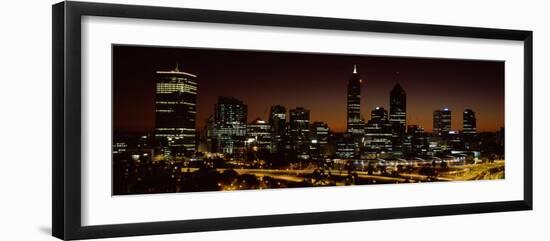 Buildings Lit Up at Dawn, Perth, Western Australia, Australia-null-Framed Photographic Print