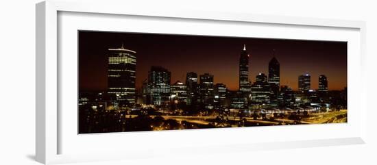 Buildings Lit Up at Dawn, Perth, Western Australia, Australia-null-Framed Photographic Print