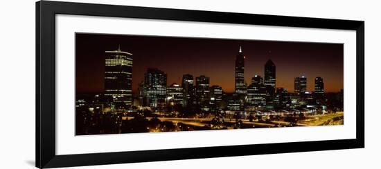 Buildings Lit Up at Dawn, Perth, Western Australia, Australia-null-Framed Photographic Print