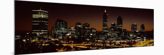 Buildings Lit Up at Dawn, Perth, Western Australia, Australia-null-Mounted Photographic Print