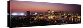 Buildings Lit Up at Dusk, Baltimore, Maryland, USA-null-Stretched Canvas