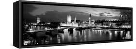 Buildings Lit Up at Dusk, Big Ben, Houses of Parliament, London, England-null-Framed Stretched Canvas