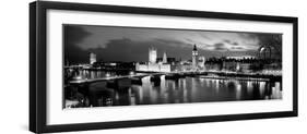 Buildings Lit Up at Dusk, Big Ben, Houses of Parliament, London, England-null-Framed Photographic Print