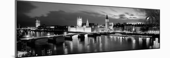 Buildings Lit Up at Dusk, Big Ben, Houses of Parliament, London, England-null-Mounted Photographic Print