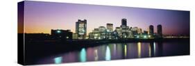 Buildings Lit Up at Dusk, Boston, Suffolk County, Massachusetts, USA-null-Stretched Canvas