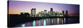 Buildings Lit Up at Dusk, Boston, Suffolk County, Massachusetts, USA-null-Stretched Canvas