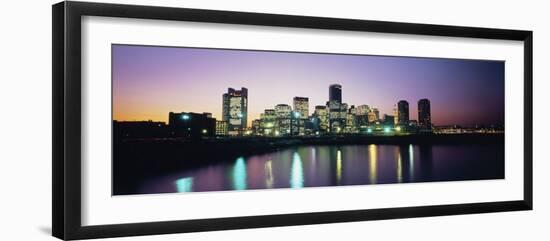 Buildings Lit Up at Dusk, Boston, Suffolk County, Massachusetts, USA-null-Framed Photographic Print