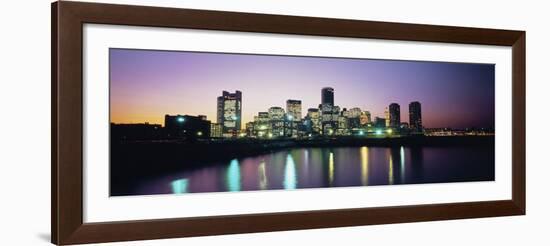 Buildings Lit Up at Dusk, Boston, Suffolk County, Massachusetts, USA-null-Framed Photographic Print