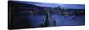 Buildings Lit Up at Dusk, Charles Bridge, Vltava River, Prague, Czech Republic-null-Stretched Canvas