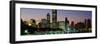 Buildings Lit Up at Dusk, Lake Michigan, Chicago, Cook County, Illinois, USA-null-Framed Photographic Print