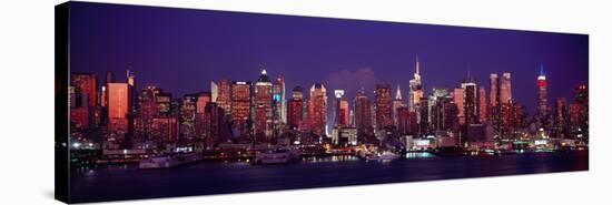 Buildings Lit Up at Dusk, Manhattan, New York City, New York State, USA-null-Stretched Canvas