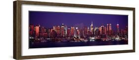 Buildings Lit Up at Dusk, Manhattan, New York City, New York State, USA-null-Framed Photographic Print