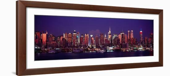 Buildings Lit Up at Dusk, Manhattan, New York City, New York State, USA-null-Framed Photographic Print