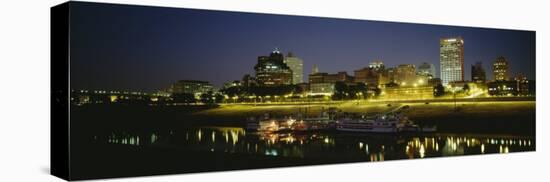 Buildings Lit Up at Dusk, Memphis, Tennessee, USA-null-Stretched Canvas