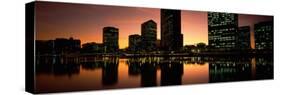 Buildings Lit Up at Dusk, Oakland, Alameda County, California, USA-null-Stretched Canvas