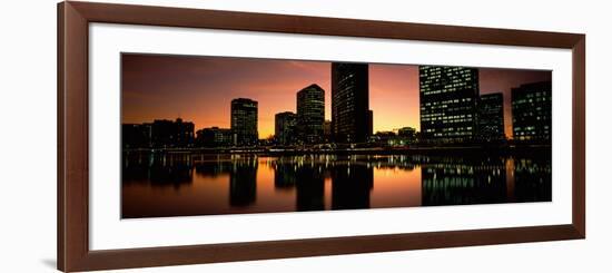 Buildings Lit Up at Dusk, Oakland, Alameda County, California, USA-null-Framed Photographic Print