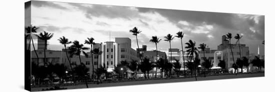 Buildings Lit Up at Dusk, Ocean Drive, Miami Beach, Florida, USA-null-Stretched Canvas