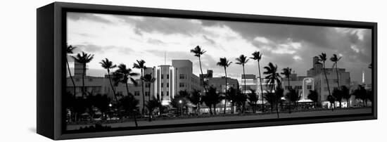 Buildings Lit Up at Dusk, Ocean Drive, Miami Beach, Florida, USA-null-Framed Stretched Canvas