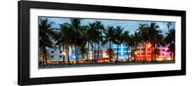 Buildings Lit Up at Dusk - Ocean Drive - Miami Beach-Philippe Hugonnard-Framed Photographic Print